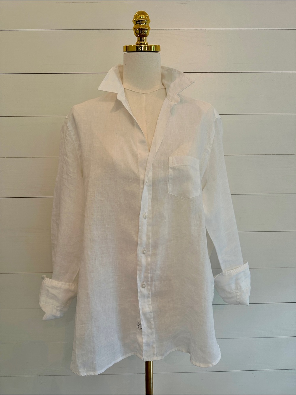 Frank & Eileen White Linen Eileen Button-Up Shirt